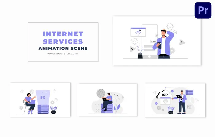 The Symphony of Internet Services in Everyday Existence Vector Design Animation Scene